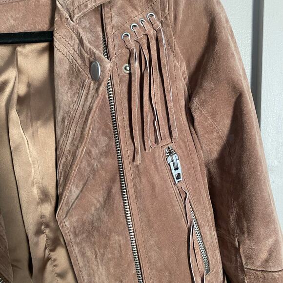 Blank NYC Suede Leather Belted Moto Jacket XS - Picture 4 of 7